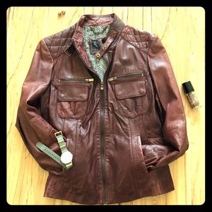 🕶 Beautiful maroon leather moto jacket  🕶